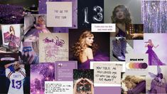 a collage of photos with purple and white colors, including the number 13 on them