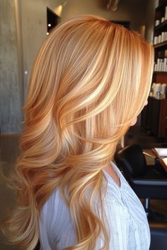 This warm, shimmering blend is perfect for anyone looking to brighten up their style with a touch of elegance. Discover your next dreamy hair color! #GoldHair #StrawberryBlondeHighlights #HairInspo Strawberry Blond, Dreamy Hair, Ginger Hair Color, Strawberry Blonde Hair, Chic Hairstyles, Fancy Hairstyles, Summer Hair Color, Strawberry Blonde