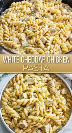 white cheddar chicken pasta with fusilli pasta Easy Dinner Recipes For Two Healthy, White Cheddar Chicken Pasta, Funky Recipes, Cheddar Chicken Pasta, Cheesy Chicken Pasta, Spiral Pasta, Cheddar Cheese Sauce, Easy Pasta Dinner, Cheddar Chicken