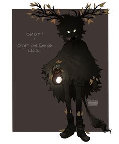 an animal that is holding a lantern in its hand and the words omni over the garden wall above it