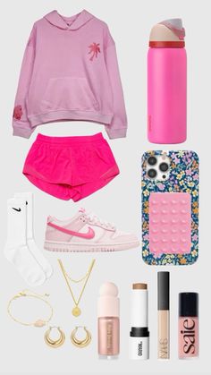 Pink palm puff🤍🌸🐚🌅🎀 Cute Lululemon Outfits, Preppy Summer Outfit, Puff Hoodie, Summer Outfits For Teens