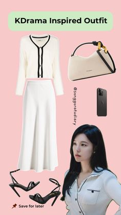 Hong Hae In Kim Ji Won Queen of Tears KDrama Inspired Outfit White OOTD Winter Outfits Dinner, Outfit Ideas For School Fall, Cute Outfits Winter, Drama Clothes, Modesty Outfits, Trouser Outfit, European Summer Outfits, Outfit Layout