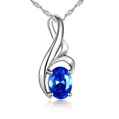 Mabella Women’s Blue Simulate Sapphire Oval Cut 925 Silver Pendant Necklace Gift for Her Girls Product Information: Designed - With solid 925 sterling silver lab created blue color sapphire oval shaped gemstone pendant necklace.  Birthday Stone - Sapphire is the birthstone for September. A perfect birthday gifts for her unique.  Chain Material - Made of great quality to last a lifetime 925 Sterling Silver 18” chain. This length works on practically anyone. *Nickel-free, Hypoallergenic, and Never turn green.  Applicable occasions - Suitable for you to attend any occasion. A lovely gift for your families, daughter, granddaughter, wife, mother, girlfriend, friends, lover and fiancée. The perfect engagement rings for Anniversary, Birthday, Mother's Day, Valentine's Day, Thanksgiving and Christ Sapphire Pendant Necklace, Blue Pendant Necklace, Blue Sapphire Pendant, Sapphire Necklace Pendants, Jewelry Designing, Oval Necklace, Round Sapphire, Jewelry Pendants, Blue Pendant