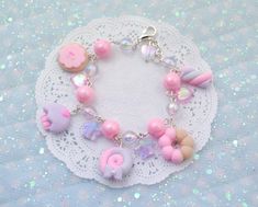 Kawaii Sweet Charms Bracelet Acrylic Beads Bracelet With - Etsy Cabachon Jewelry, Slytherin Fashion, Fake Sweets, Magical Girl Aesthetic, Kawaii Jewelry, Kawaii Accessories, Charms Bracelet, Cute Clay, Christmas Gift For Her