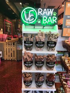 the raw bar is stocked with all kinds of dog treats