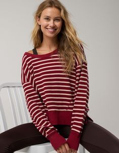 OFFLINE By Aerie Wow! Waffle T-Shirt Aerie Clothing, Boot Cut Leggings, Waffle Sweater, Offline By Aerie, Bra Dress, Cherry Tart, Sports Skirts, Red Stripe, Cool Stuff