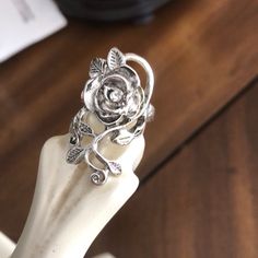 Silver Tone And A Rhinestone Sterling Silver Rose Flower Ring For Wedding, Adjustable Sterling Silver Flower Ring With Rose Design, Chunky Silver Rose Ring, Adjustable Nickel-free Silver Flower Ring, Blue Heart Ring, Bohemian Nickel-free Silver Flower Ring, Geode Ring, Blue Sapphire Diamond Ring, Woven Ring