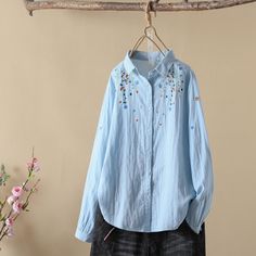 Women's Ethnic Floral Shirts Embroidery Floral Shirts Festive Long-sleeve Shirt With Floral Embroidery, Festive Long Sleeve Shirt With Floral Embroidery, Summer Embroidered Long Sleeve Shirt, Long Sleeve Cotton Shirt With Chikankari Embroidery, Casual Long Sleeve Blouse With Resham Embroidery, Casual Festive Tops With Multicolor Embroidery, Festive Casual Tops With Multicolor Embroidery, Bohemian Embroidered Shirt For Spring, Festive Cotton Shirt With Floral Embroidery