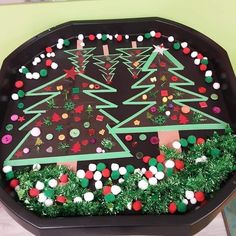 a tray that has some christmas trees on it