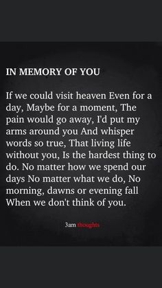 a poem that reads in memory of you