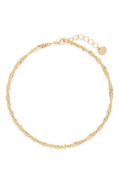 The rich glow of hand-polished 14-karat-gold plate elevates an American-made bracelet with exceptional style. 9" length; 1" extender Lobster clasp closure 14k-gold plate Made in the USA Adjustable Gold Anklets With Extender, Adjustable Gold Anklet With Lobster Clasp, Gold Anklet With Lobster Clasp, Chain Anklet, Curb Chain, American Made, Made In The Usa, Lobster Clasp, Anklets