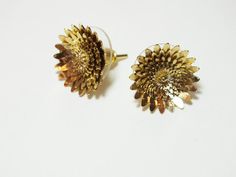 Floral earrings - delicate handmade flower earrings uniquely Consists of flower shaped revolving layers. made of gold plated brass Handmade Flower, Geometric Jewelry, Geometric Lines, Delicate Earrings, Floral Earrings, Delicate Flower, Gold Plated Earrings, Jewelry Gold, Handmade Flowers