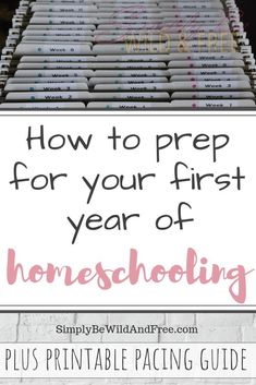 books stacked on top of each other with the title how to prep for your first year of homeschooling