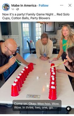 Cups Game, Fun Holiday Games, Christmas Party Games For Kids, Party Blowers, Family Friendly Games, Cup Game, Red Solo Cup, Cup Games, New Years Activities