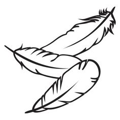 a black and white drawing of two feathers