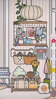 an image of a room with many things on the shelves and in front of it