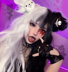 Monokuma Human, Human Monokuma, Anime Eye Makeup, Cosplay Poses, The Scarecrow, Graphic Eyeliner