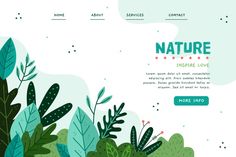 an image of a website page with plants and leaves on the bottom right hand corner