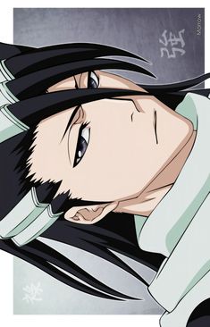 an anime character with black hair and white shirt