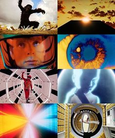 a collage of images with an image of a man in space and other things