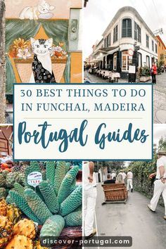 the best things to do in portugal with text overlay that reads 50 best things to do in funchalal, maderia and portugal