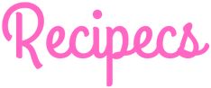 the word recipes written in pink on a white background