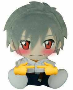 an anime character with grey hair and red eyes sitting on the ground, holding his hands up