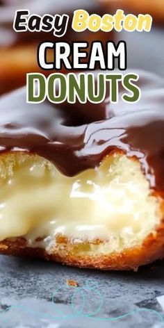 an easy boston cream donuts with chocolate glaze