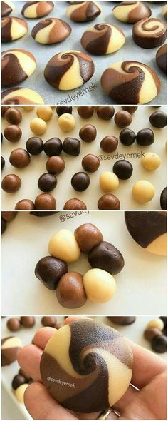 there are many different types of chocolates on the table