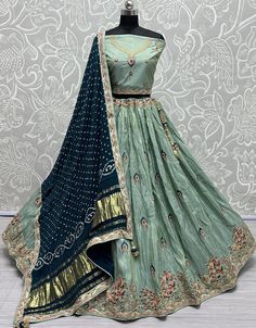 Heavy Designer Wedding Wear Bride Lehenga Choli Cadet Dolla Silk Lehenga Choli Front View Bride Lehenga, Silk Lehenga Choli, Lehenga Fabric, Festive Wedding, Silk Bottoms, Silk Lehenga, Silk Dupatta, Designer Wedding, Blouse Fabric