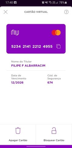 a purple credit card is shown on an iphone screen, with the number one in spanish