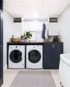 a washer and dryer in a laundry room