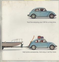 an advertisement for vw bug with three different types of cars