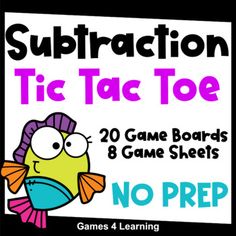 the subtraction tic tac toe board game is in front of a black background