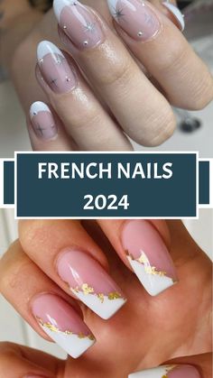 French Nails 2024 Trendy French Nails, Ring Finger Design, French Manicure With A Twist, Red French Manicure, New Year Nails, French Tip Manicure, Nails Collection, Glitter French Tips, Glitter French Manicure