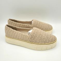 Breathable Knitted Upper, Perfect For Hot Summer Weather Rubberized Non-Skid Soles Measure Approx 1 & ¼" These Stylish Shoes Will Lend A Delightful Boho Accent To Your Ensemble While Keeping Your Feet Comfortable Round Close Toes Padded Insoles New Without Box Beige Slip-ons With Woven Sole And Round Toe, Beige Flat Slip-ons With Woven Sole, Beige Slip-ons With Woven Sole, Beige Synthetic Slip-ons With Textured Sole, Beige Slip-ons With Rubber Sole And Round Toe, Beige Slip-ons With Rubber Sole, Beige Textile Slip-ons With Textured Sole, Beige Closed Toe Synthetic Slip-ons, Beige Textile Slip-ons With Rubber Sole