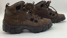 Vintage 90s Nike Air ACG Hiking Boots Women's Size 8.5 Brown 948001-201 | eBay Vintage Hiking Shoes, Hiking Boots Aesthetic, Boots Aesthetic, Vintage Hiking, 90s Nike, Hiking Gear, Hiking Shoes, Brown Boots, Vintage 90s