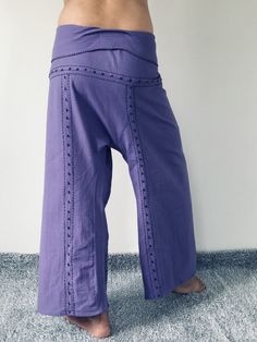 "Unisex Thai fisherman pants. One size fits all. You can wear in many occasions, casual wear, yoga wear, maternity wear, relax at home, travel etc. If you are looking for some pants that you can wear everywhere, comfortable, relax and Easy to wear. Thai fisherman pants is Answer!! Nice gift for yourself or your lover One pocket on the side for storing your items such as wallets, mobile phones, etc Approx. Measurements: One size can fits most and 1 Pockets Measurement Waist 27\" (69 cms) Length 4 Comfortable Yoga Pants With Loosely Fitted Hips, Relaxed Fit Cotton Yoga Pants For Relaxation, Relaxation Yoga Pants With Pockets, Cotton Harem Pants For Relaxation, Stretch Cotton Ankle-length Harem Pants, Stretch Cotton Pants For Relaxation, Comfortable Stretch Cotton Wide Leg Pants, Comfortable Wide Leg Harem Yoga Pants, Comfortable Wide Leg Harem Pants For Yoga