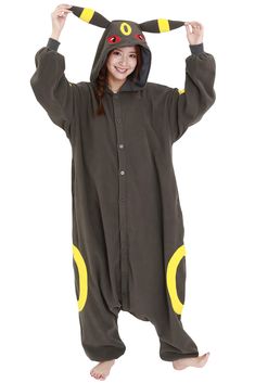 PRICES MAY VARY. Officially licensed Pokémon Umbreon Kigurumi produced by the original Japanese brand SAZAC: Don’t fall for copycat imitations! SAZAC is Japan’s most successful Kigurumi manufacturer, unmatched in both quality and design. Our onesies feature symmetrical faces, professional stitching, thicker fabric and rich, vibrant colors. Adults Kigurumi are One-Size-Fits-All. They are made to be loose fitting and will fit anyone at least five feet tall. XL size is for those 6 feet tall and bey Eeveelutions Costumes, Pokemon Kigurumi, Adorable Pokemon, Dark Type Pokemon, Night Person, Pokemon Umbreon, Pajama Costume, Onesie Costumes, Halloween Onesie