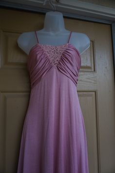 "1970s vintage pink maxi dress Size 11/12 - See measurements Great condition! Measurements taken across front laid flat 16\" armpit to armpit 14\" across empire waist 58\" length" Pink Empire Waist Maxi Dress For Evening, Pink Flowy Floor-length Midi Dress, 1970s Dress, Goddess Dress, Pink Maxi, Vintage Maxi Dress, Pink Maxi Dress, Dress Medium, Lace Maxi Dress