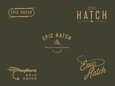 the logos for epic hatch, epic hatch and epic hatch match are shown in gold