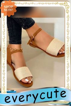 Women Sandals Classics Ankle Strap Summer Sandals Flat Shoes for Women Lightweight Flats Sandalias Mujer Casual Summer Footwear Beige Sandals For Party And Beach Season, Gold Ankle Strap Sandals For Beach Season, Gold Ankle Strap Sandals For Beach, Gold Ankle Strap Sandals For Vacation, Gold Ankle Strap Sandals For Summer, Gold Ankle Strap Summer Sandals, Flat Shoes For Women, Summer Sandals Flat, Summer Footwear