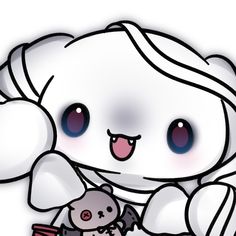 a drawing of a white teddy bear holding a small stuffed animal in it's lap