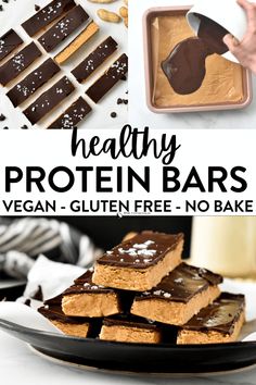 healthy protein bars made with gluen free no bake chocolate and peanut butter