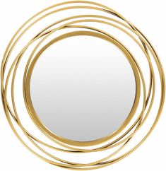 a round mirror with gold rings around it