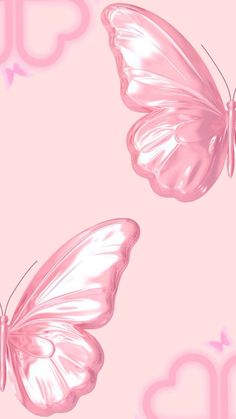 two pink butterflies flying in the air with love written on it's back ground