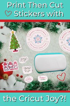 the cricut joy christmas sticker kit is laying on top of some snow