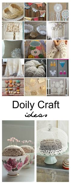 the collage shows different types of doily crafts