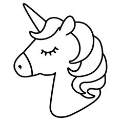 a black and white drawing of a unicorn's head