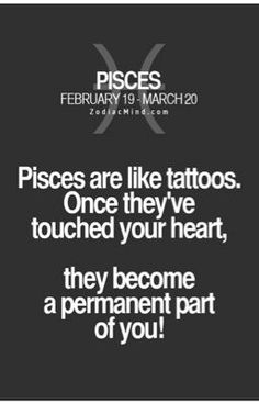 piscs are like tattoos once they've touched your heart, they become a permanent part of you